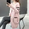 Nuevo cárdigan de punto de manga larga de estilo coreano para otoño e invierno, suéter chaqueta de color contrastante para mujer, top suelto y versátil, moderno