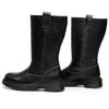 Botas Altas de Cuero Genuino Aibiden con Cremallera Lateral y Textura de Piedra para Mujer, Botines Cortos Británicos Europeos y Americanos, Punta Redonda, Modernas