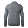 Suéter de Punto Gofrado Otoño e Invierno Estilo Nuevo Cuello Semi Alto Cremallera Estilo Coreano Manga Larga Moderno Color Sólido Ajuste Delgado para Hombre