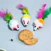 Suministros para Mascotas Juguetes para Gatos Ratón Sonoro Simulación Peluche Plumas de Colores Burla Gato Ratón Pequeño Auto-Diversión Juguetes para Gatos