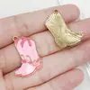 20 pingentes de acessórios de joias diy de terno jeans rosa/marrom de desenho animado com cabeça de vaca, botas de pistola, chapéu