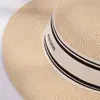 Sombrero de Paja para Vacaciones de Verano Versátil Casual Viaje a la Costa Sombrero de Sol para Mujer con Sombra Copa Plana Letra Sombrero de Playa