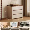 Cómoda con núcleo de madera maciza, estilo crema vintage, sala de estar, contra la pared, almacenamiento para dormitorio, cómoda de cinco cajones, almacenamiento de mesita de noche, mueble de almacenamiento de pie