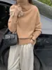 Suéter de cuello alto estilo perezoso para mujer, 100% lana pura, suéter de lana para otoño e invierno, suéter holgado para capas interiores, tejido de punto pullover