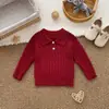 Nuevo Suéter para Niños 100% Algodón Puro Otoño e Invierno Unisex Solapa Simple Manga Larga Tejido de Canalé Versátil Prenda de Punto Superior
