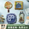 Adesivos magnéticos de metal para geladeira, revestidos com esmalte, lembrancinhas criativas de museu, adesivos decorativos, designs totalmente personalizados