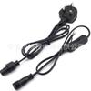 Conector impermeable con interruptor 303 interruptor 304 línea plana dos enchufes línea de control de energía para lámpara de escritorio enchufe estándar británico enchufe estándar nacional