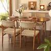Silla de Comedor de Madera Maciza Silla con Respaldo Tejido de Cuerda Estilo Mediados de Siglo Silla para Mesa de Comedor Hogareña Retro Madera Original Estilo Wabi-Sabi Silla de Escritorio