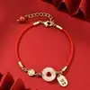 Nuevo Nudo Ping'an Chino Pulsera de Hilo Rojo con Jade Hetian para Niñas Mejor Amiga Regalo de Cumpleaños Cuerda de Mano Tejida que Atrae la Fortuna