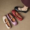 Sapatos Mary Jane de Couro de Vaca Super Macio Lavado de Camada Superior de 4 Cores Sapatos Egg Roll Primavera 2025 Sapatos de Solado Macio de Couro Genuíno de Bico Redondo Plano para Mulheres