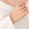 Estilo Ins Europeo y Americano Moda Hip-Hop Elemento Geométrico Apilado Simple Cadena Desnuda Acero de Titanio Chapado en Oro de 18K Pulsera Collar traje