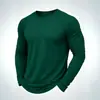 Camiseta top masculina retrô lavada de manga comprida com gola redonda para outono e inverno, cor sólida casual, exportação, masculina, com aspecto desgastado