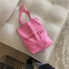 13231 Bolsa Nueva de Primavera y Verano Bolsa de Lona para Estudiante Femenina de un Hombro Rosa Palo Estampado de Letras Bolsa de Tela Casual al por Mayor