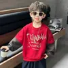Sudadera Falsa de Dos Piezas para Niños 2026 Nueva Colección Primavera y Otoño Sudadera con Estampado de Letras para Niños Top Casual Estilo Coreano para Niños