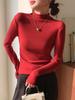 H679 Selección Estricta de Camiseta Base Nuevo Top de Cuello Alto Delgado de Color Sólido Cálido de Manga Larga Otoño e Invierno para Mujer