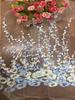 Tela de encaje de boda con bordado de malla, directa de fábrica, nueva, con flores flotantes y bordado de ratán al azar