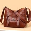 2024 Nuevo Bolso de Cuero Suave para Mujer Multicapa Moderno de Gran Capacidad Bolso para Señora de Mediana Edad Bolso Simple de Hombro Cruzado