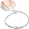 Joias de Novo Estilo Europeu e Americano, Simples Flor Coração Interligado Dia dos Namorados Feminino Cravejado de Diamantes Moda Asa Pulseira