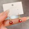 Pendientes de estilo chino con forma de bolso rojo festivo de Año Nuevo, ganchos para las orejas, pendientes de moda para celebrantes de Internet con un sentido avanzado y atmosférico.