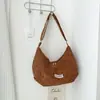 Bolsa Feminina de Veludo com Cordão Estilo Japonês, Bolsa Retro Formato Bolinho para Outono e Inverno, Bolsa de Ombro Transversal Versátil para Estudantes e Commuters