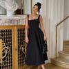 Vestido de tirantes simple sin mangas, falda larga de color puro, estilo europeo y americano, nuevo, elegante, escote cuadrado, cintura descubierta, espalda descubierta, Primavera y Verano 2025