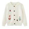 2026 Transfronterizo Primavera y Otoño Tejido a Mano Navidad Nuevo Estilo Pequeño y Mediano Suéter Cardigan Infantil Algodón Puro Cardigan de Punto para Niñas
