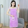 Vestido de Baño para Mujer al por Mayor para Uso en Casa, Bata de Baño tipo Chaleco Suave Absorbente de Coral Fleece, Lindo y Dulce Vestido de Baño con Correa Portable