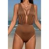Bikini de Comercio Exterior de Amazon 2026 Nuevo Estilo Europeo y Americano Sexy Color Sólido Traje de Baño de una Pieza Ropa de Baño para Playa y Spa de Mujer