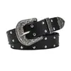 Nuevo Cinturón Metálico con Hebilla de Remaches de Moda para Mujer, Cinturón Negro Estilo Retro Punk Americano para Hombre, Genial Cinturón para Pantalones Estilo Milenio