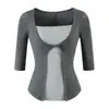 Camiseta de manga tres cuartos para mujer con look de dos piezas estilo coreano, nuevo diseño de otoño, top interior ajustado y adelgazante