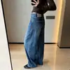 Serie Etiqueta Dorada~Con una textura natural~Moldeador de piernas, cintura media-alta, holgados y cómodos, jeans retro de pierna ancha y corte curvo para mujer