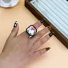 Anillo Transfronterizo Nuevo Estilo Ins Retro Cuadrado Octagonal Accesible Estilo de Lujo Colorido Simple Versátil Creativo