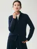 Roupa externa espessa, elegante e quente: Cardigã de tricô 100% cashmere para mulheres, com zíper duplo e design de trança em cabos