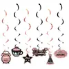 Decoração de Bolo Bandeira Temática Ouro Negro Ouro Rosa Cruzamento de Fronteiras Aposentadoria Suprimentos de Festa Festival de Aniversário Banner de Balão