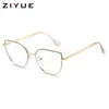 Novos Armações de Óculos Cat-Eye Bicolores Europeias e Americanas Metal Anti-Luz Azul Óculos Tendência Personalidade Personalizáveis com ou sem Grau para Mulheres
