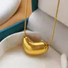 Cadena de Hueso de Serpiente de Acero de Titanio en Forma de Corazón de Lujo Ligero Cadena para Clavícula de Mujer Acero Inoxidable Chapado en Oro de 18K Collar con Colgante de Corazón Simple Joyería