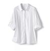 Camisa de manga corta con cuello en punta, manga abullonada, tapeta oscura, cuello en punta, etiqueta de corte único diario, cómoda, de comercio exterior
