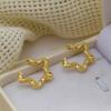 Aretes de Pentagrama Dorados Metálicos Broches para Oreja Retro Elegantes Versátiles Tachuelas Selección de Influencers para Mujeres