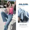5022 Calça Jeans Wide Leg de Tencel Feminina Cintura Alta Emagrecedora Emagrecedora Fina Verão Novo Solta Seda de Gelo Calça Reta