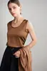 Camisola de Seda para Mujer 2026 Primavera/Verano Nueva Color Sólido Ropa Interior Exterior Estilo Commuter con Encaje y Top de Seda de Morera