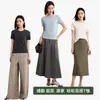Camiseta redonda de estilo francés para mujer, primavera/verano, hecha de lana de lyocell, fresca al tacto, manga corta, hombro normal, escote de puntada múltiple a la moda
