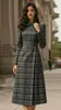 Vestido de lã xadrez outono e inverno transfronteiriço europeu e americano com gola virada, fecho diagonal de botões, acinturado, saia de linha A de comprimento médio, roupas femininas para o trabalho