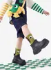 Calcetines Infantiles Otoño Invierno 2012 Venta al por Mayor Coconut Island Park Niños Medianos y Grandes Calcetines Cortos Deportivos Rayados Elásticos Sin Costuras de Algodón con Dibujos