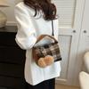 Bolso de Alto Valor de Color Color Maillard Estilo Occidental Bolso de Mujer Felpa Cuadros Un Hombro Portátil Bolso Cuadrado Pequeño Popular en Internet Nuevo Estilo