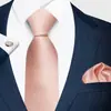 2026 Novo Modelo Formal Cor Sólida Conjunto de Gravata, Lenço de Bolso e Abotoaduras Masculino Grande Quantidade em Estoque