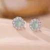 Nuevos Pendientes de Jade Calcedonia China para Mujer Pendientes de Otoño e Invierno Pendientes de Alta Gama para Mujer 2025 para Madre Nuevas Explosiones