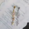 Colgante de Flor Anillo para Ombligo de Acero Inoxidable Moda Europea y Americana Anillo para Ombligo de Aleación de Titanio Cobre Incrustado Circonita Joyería para Ombligo Joyería para Piercings