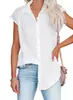 Camisa de Verão Nova da Amazon Europeia e Americana, Cor Sólida, Manga Curta, Lapela, Top Solto