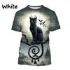 Serie Gato Negro Mercancía Impresa en 3D Transfronteriza Nueva Moda Unisex Camiseta de Cuello Redondo Manga Corta Directo del Fabricante