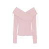 Blusa de malha feminina Simon Lehner com design ombro a ombro, manga longa cruzada, para outono e inverno, doce e delicada, para usar como base